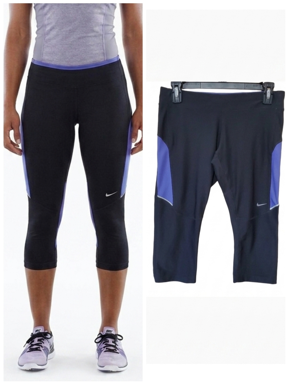 Nike dri-fit capri work out leggings Cropped gray and purple Women's size medium
